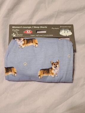 Comfies by Women's Lounge/Sleep Shorts - Light Blue Corgi Print (XL)